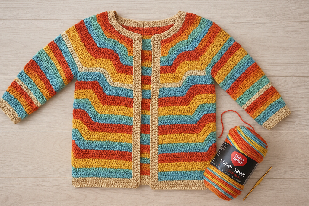 Retro Stripes Hexagon Cardigan Long